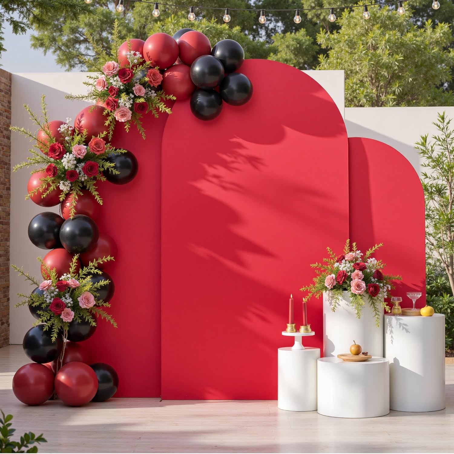 Red Arch Backdrop Cover Set of 3 for Weddings and Events