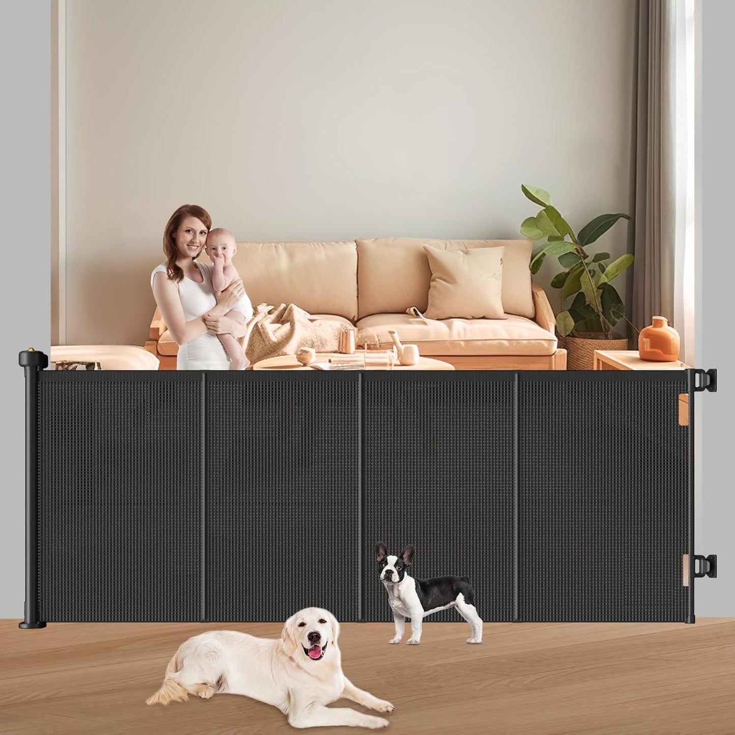 Pawtners Retractable Baby Gates Extra Wide for Indoor & Outdoor