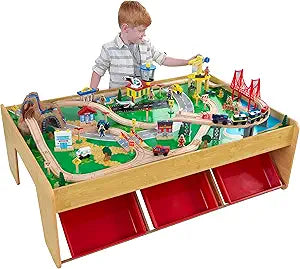 KidKraft Waterfall Mountain Wooden Train Set & Table for Kids
