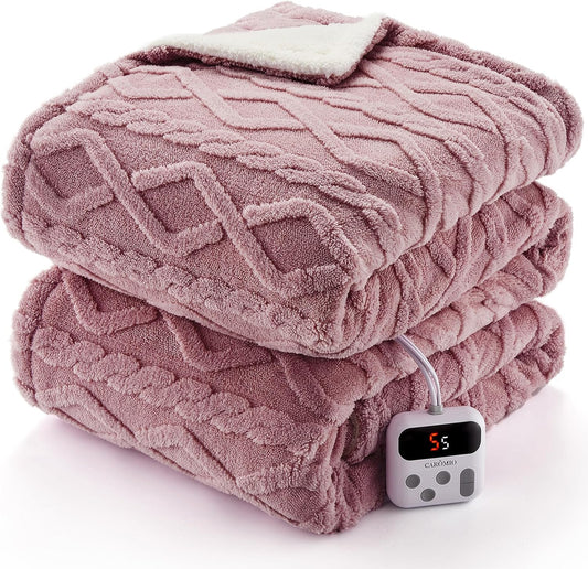 CAROMIO Electric Blanket Full Size - Cozy Heated Sherpa Blanket