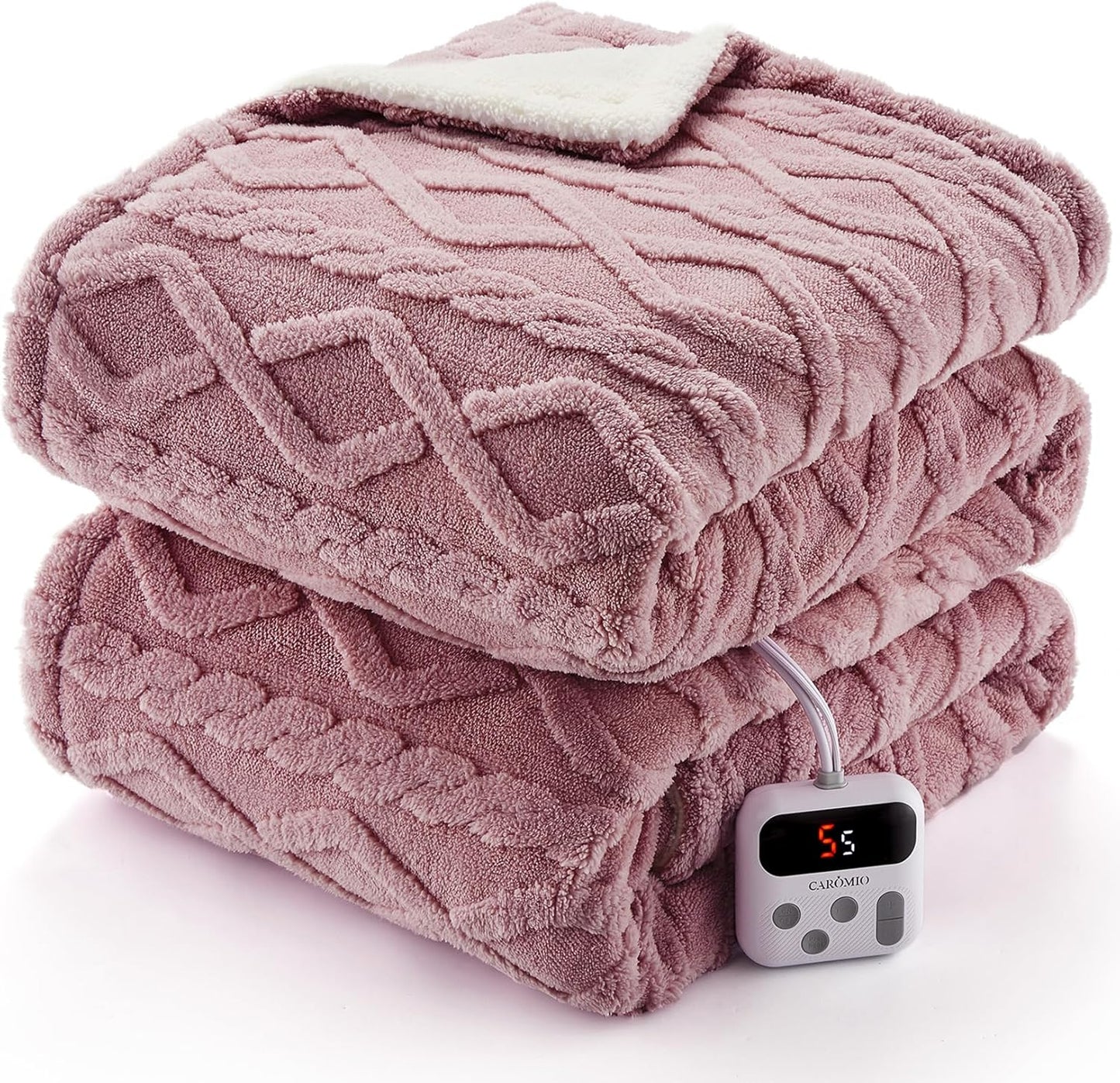 CAROMIO Electric Blanket Twin Size - Cozy Heated Sherpa Blanket