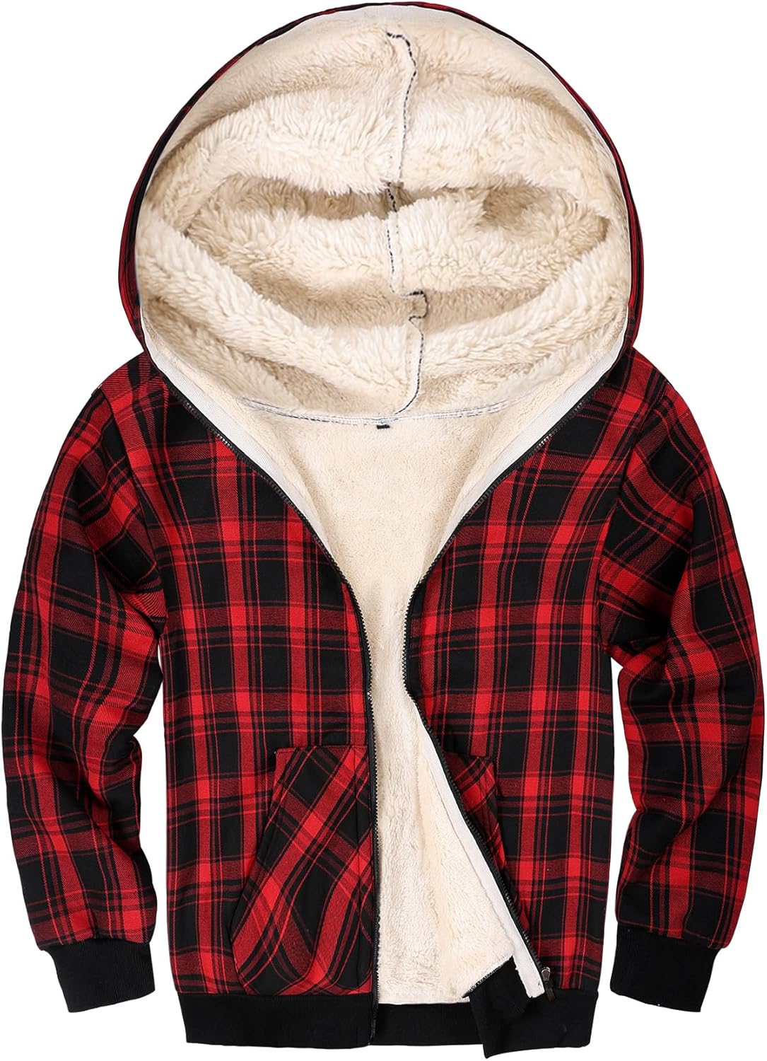 Gihuo Unisex Kids Winter Warm Sherpa Lined Zip Up Hoodie