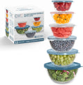 COOK WITH COLOR 12 Pc Glass Mixing Bowl Set with Lids - Stylish Prep