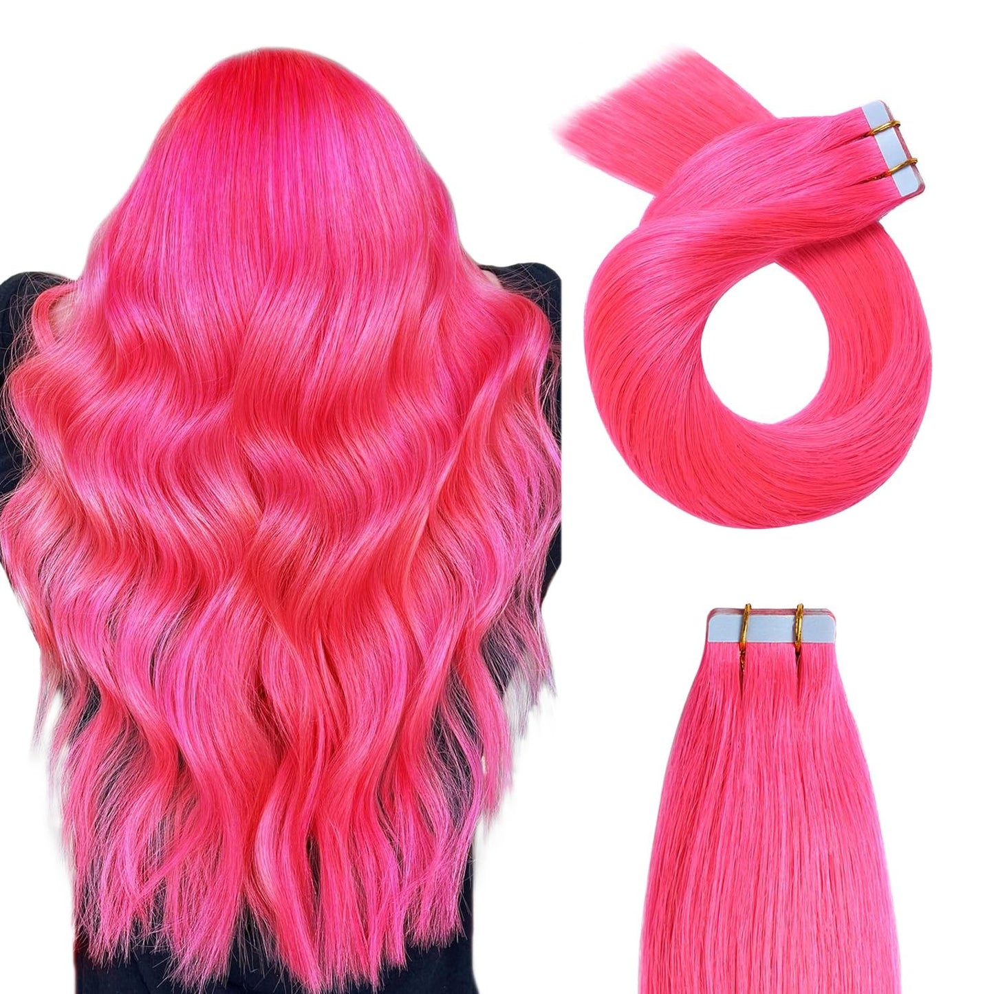 YILITE 20pcs 40G Fashion Pink Tape In Hair Extensions 14in