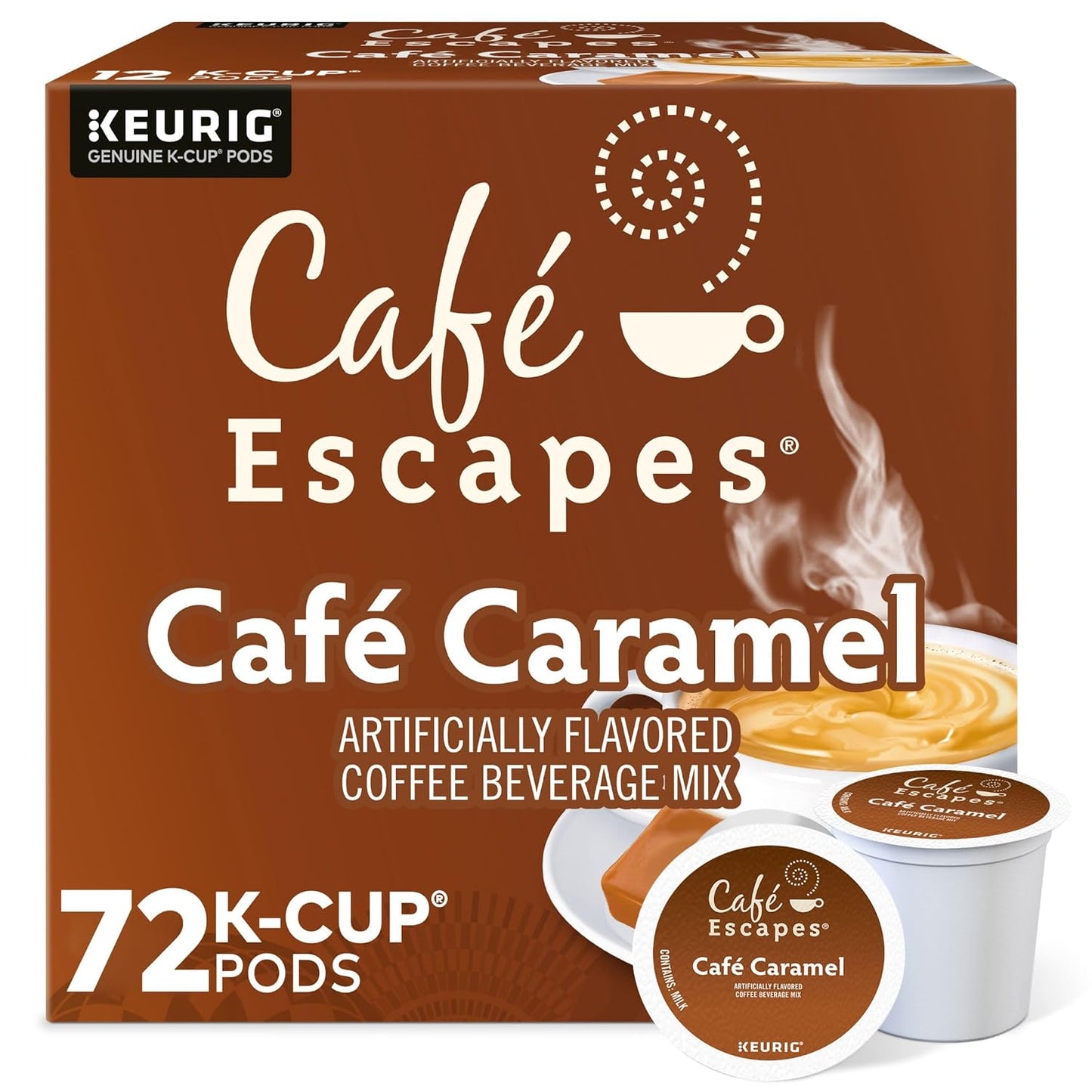 Cafe Escapes Cafe Caramel K-Cup Pods for Rich Flavored Coffee