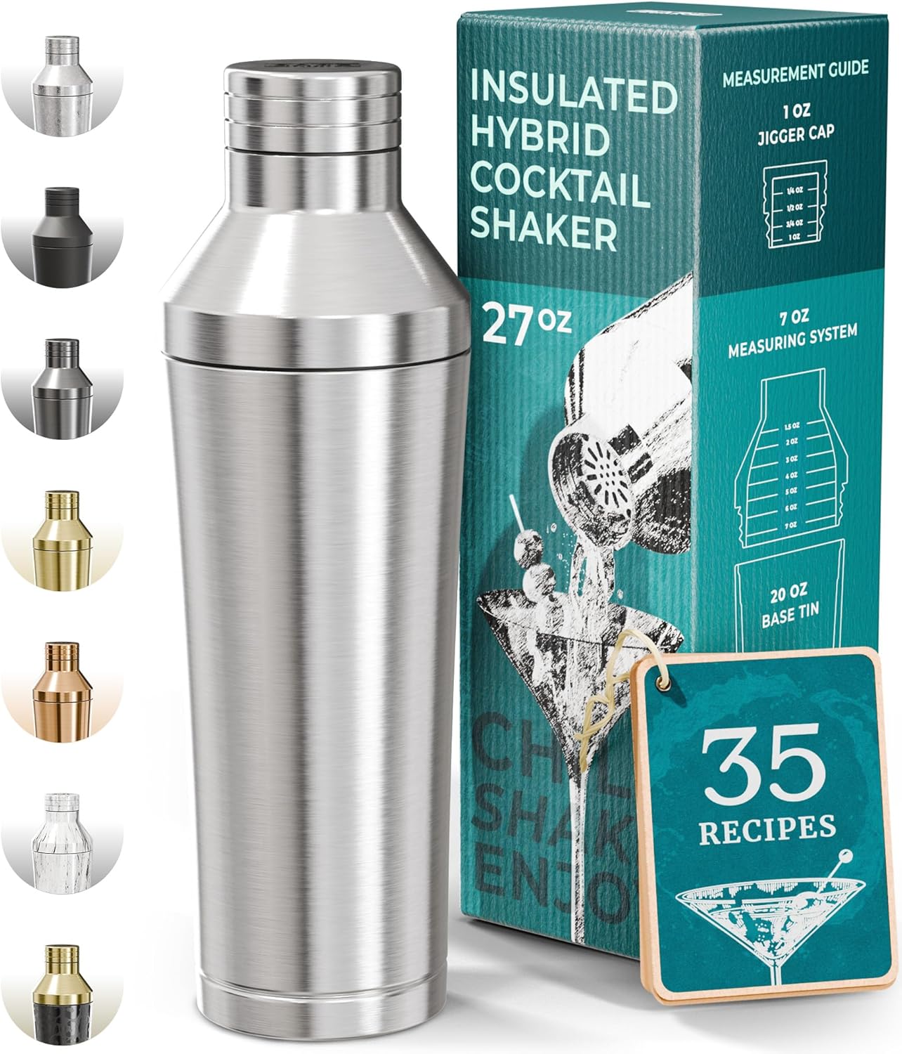 Insulated Cocktail Shaker Set with Built-in Measurement System