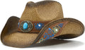 Embroidered Straw Cowboy Hats for Men and Women - Trendy Design
