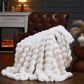 Faux Fur Throw Blanket for Couch, Fluffy Shaggy Bubble Throw - Cozy