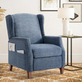 Fabric Pushback Recliner Chair with Storage Pocket - Dark Blue
