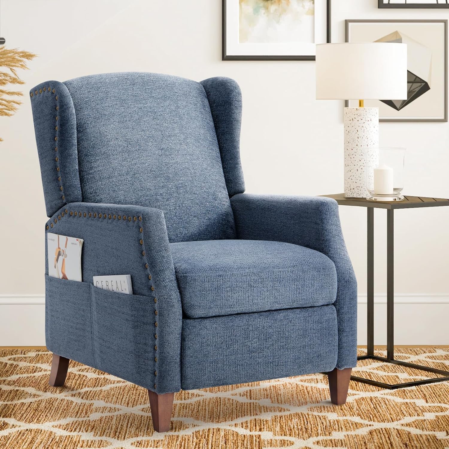 COLAMY Fabric Recliner Chair - Stylish Storage & Comfort