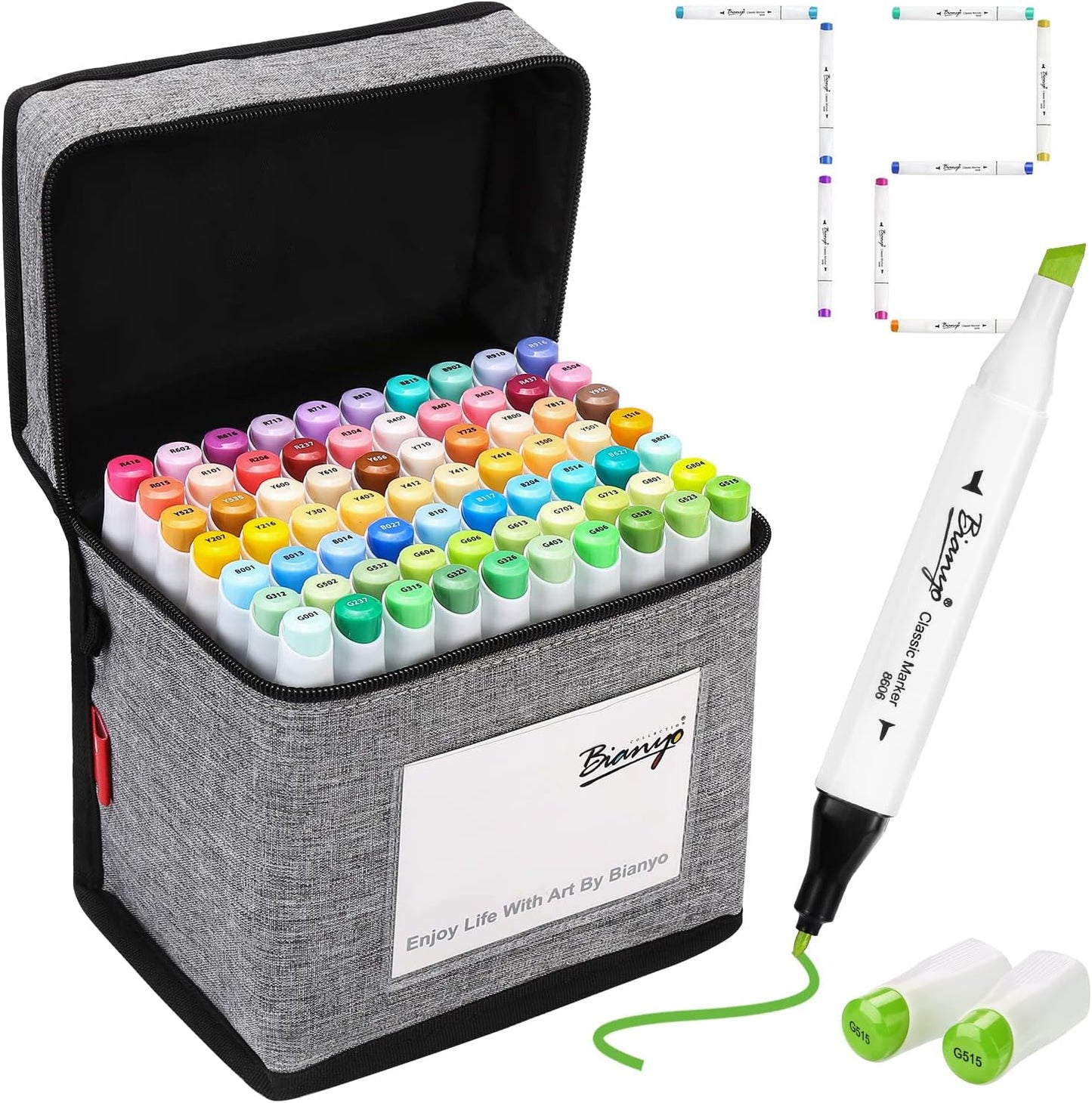 Bianyo 72 Pastel Markers Set - Dual Tip Alcohol-Based Art Markers