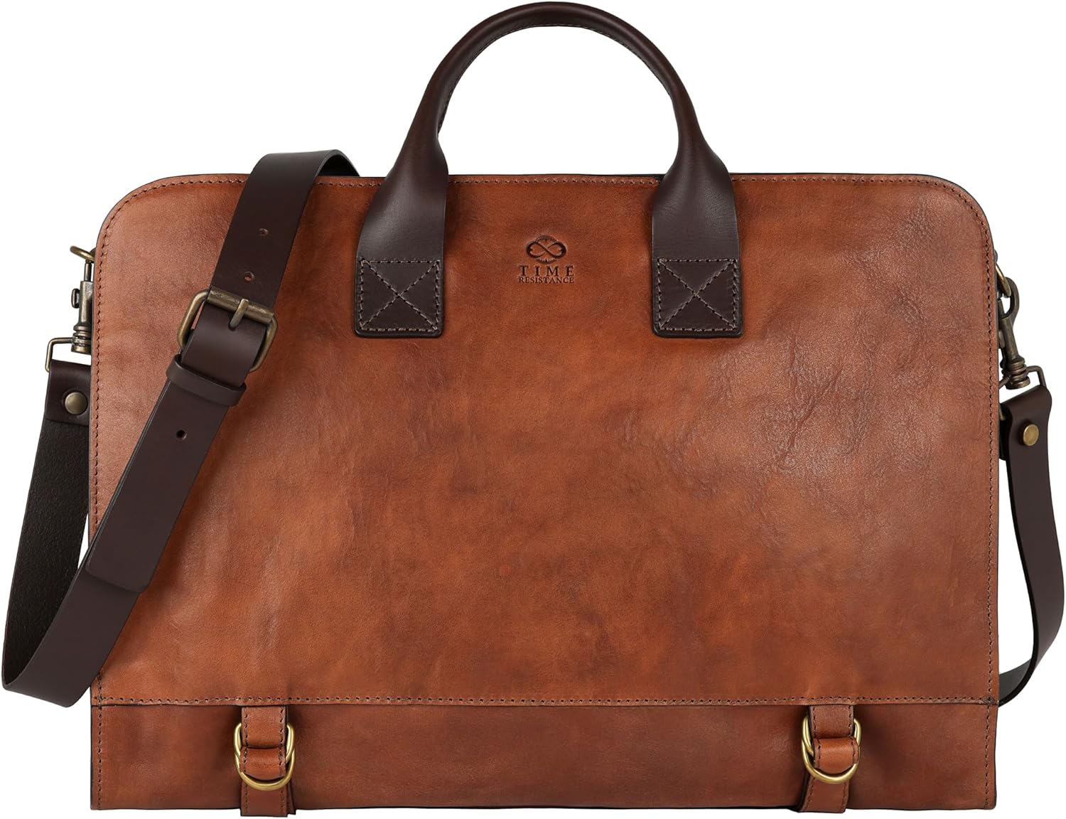 Time Resistance Leather Briefcase for Laptop and Documents