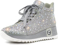 Women's Glitter Platform Wedge Sneakers - Sparkly High Top Fashion