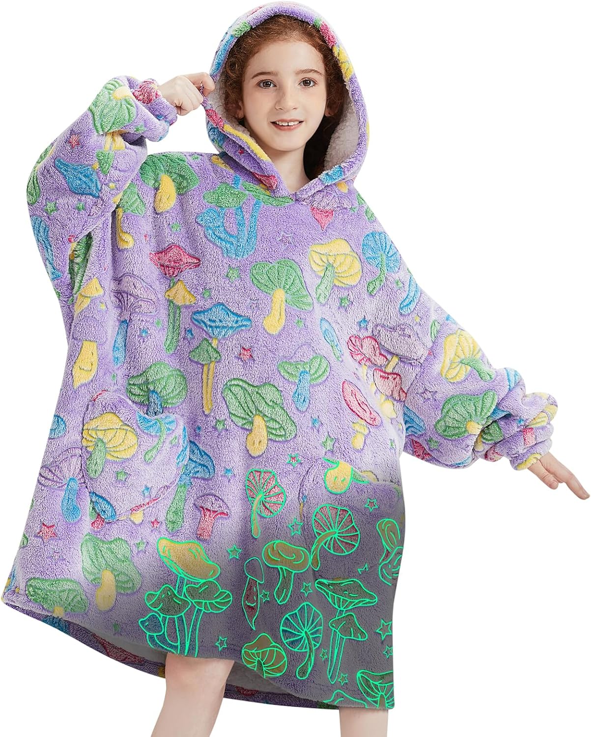 Fiosnow Glow Mushroom Blanket Hoodie: Oversize Fun! 