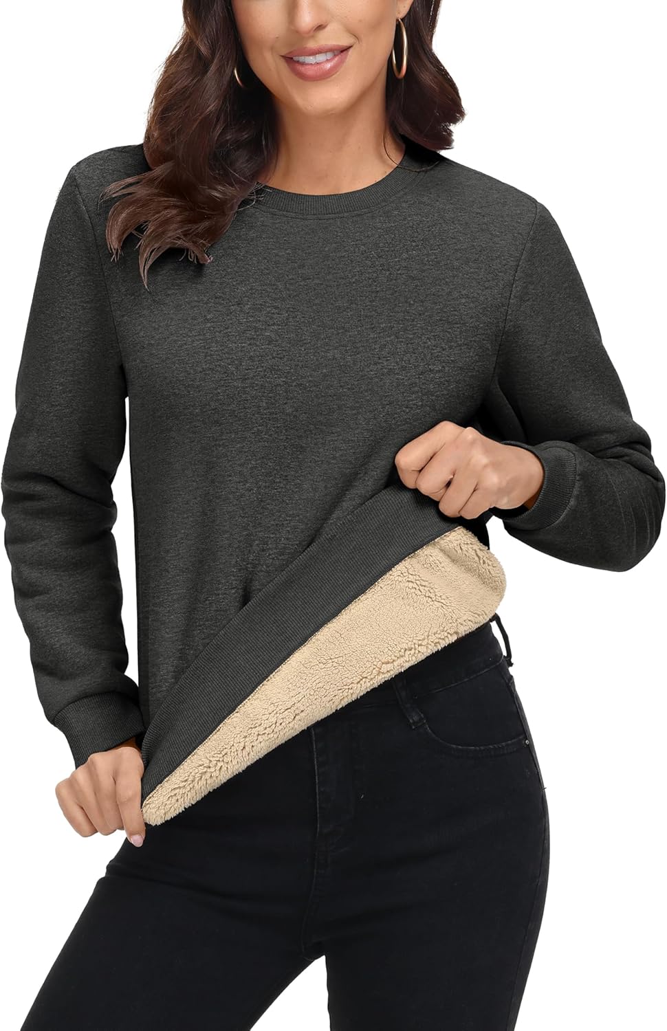 MAGCOMSEN Women's Sherpa Lined Sweatshirts for Winter Warmth