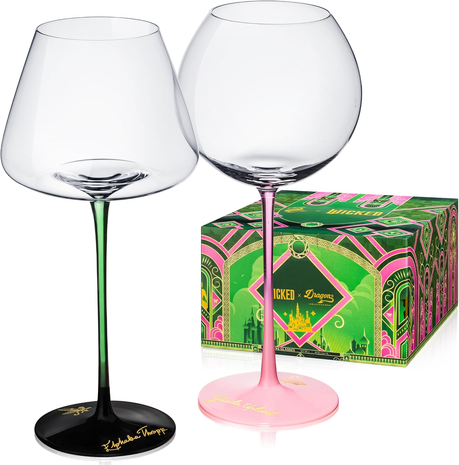 Wicked Wine Glasses - 18 oz Crystal Set for Musical Lovers