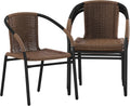 Flash Furniture Lila Rattan Stackable Dining Chairs Set of 4 - Outdoor
