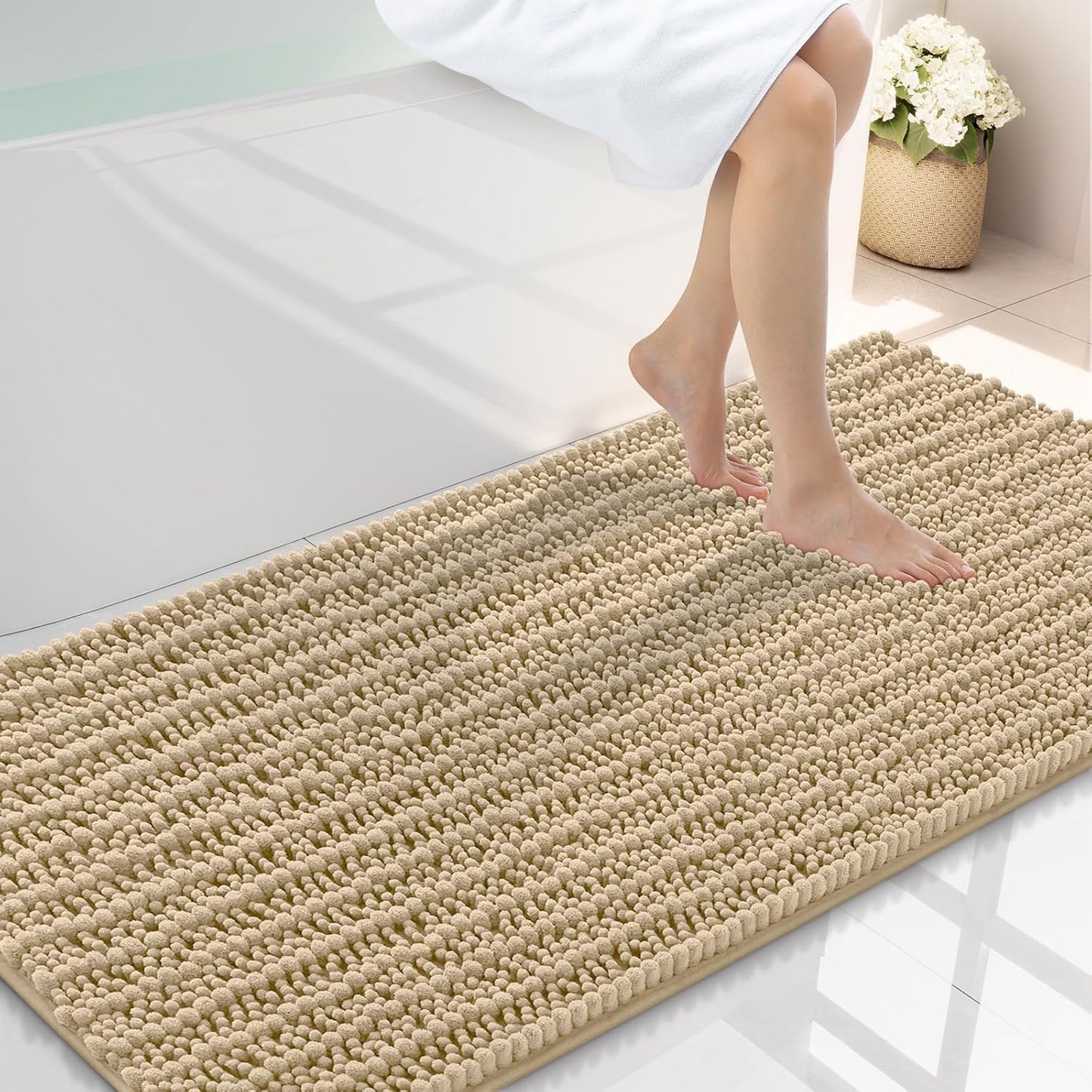 Smiry Bathroom Rugs Mat 47x24, Soft Absorbent Chenille Design