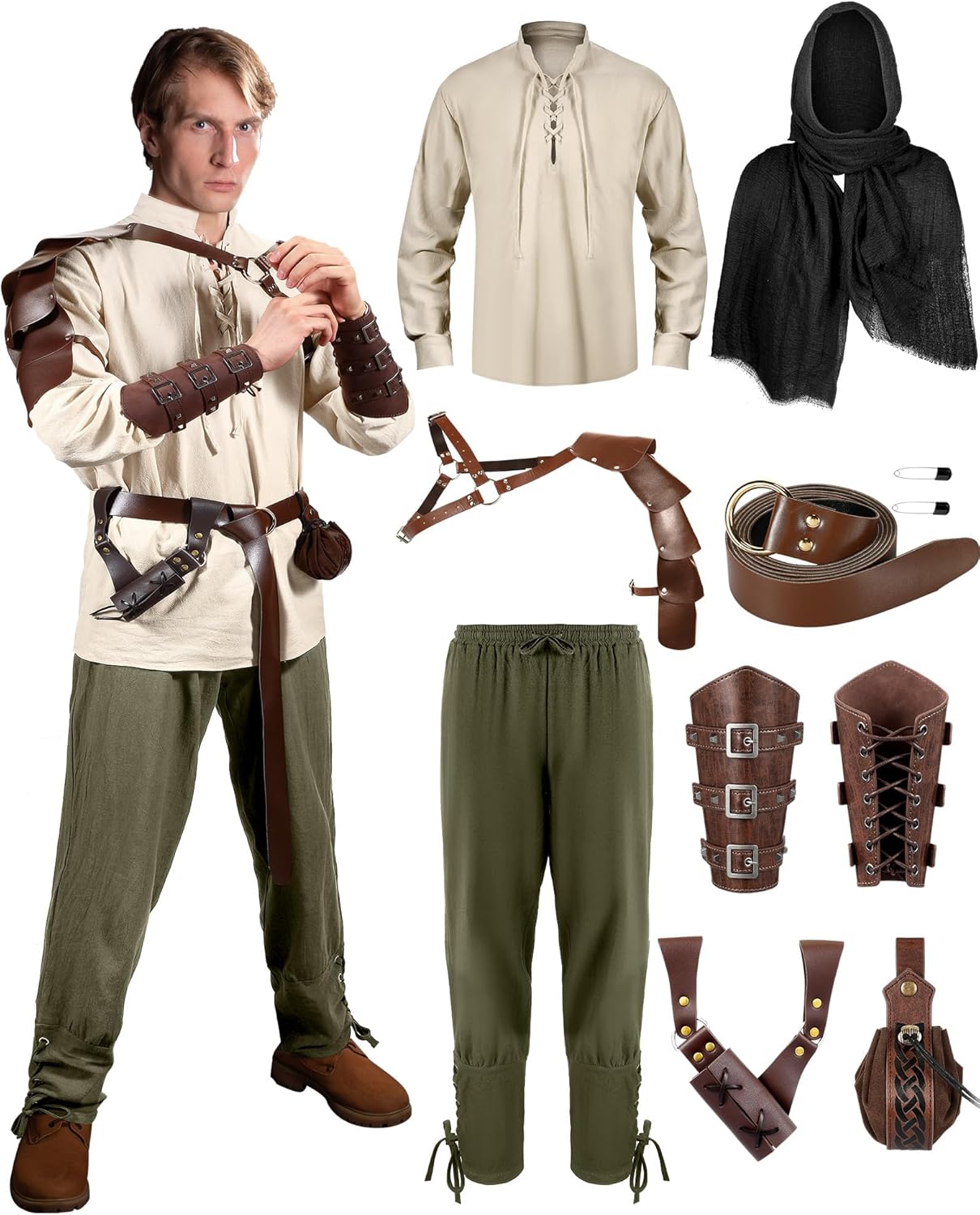 Men's Renaissance Costume Set for Halloween and Role Play Fun