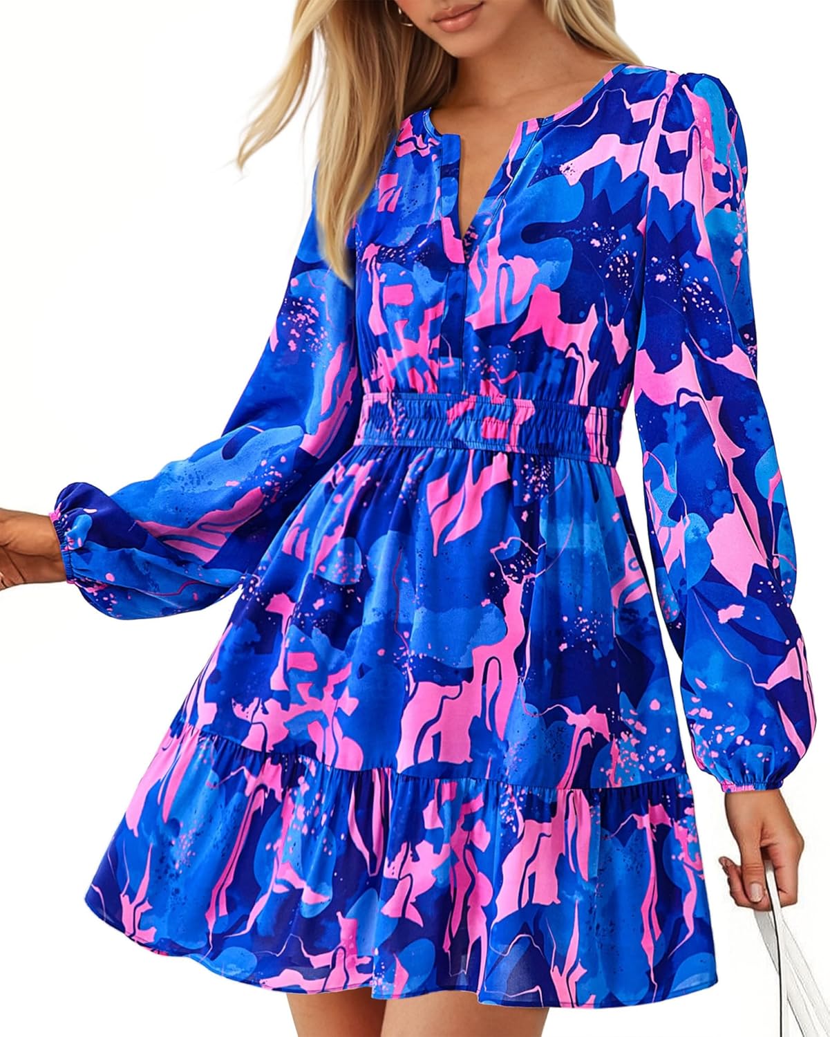 BTFBM Fall Dresses for Women - Boho Floral Mini Wedding Guest