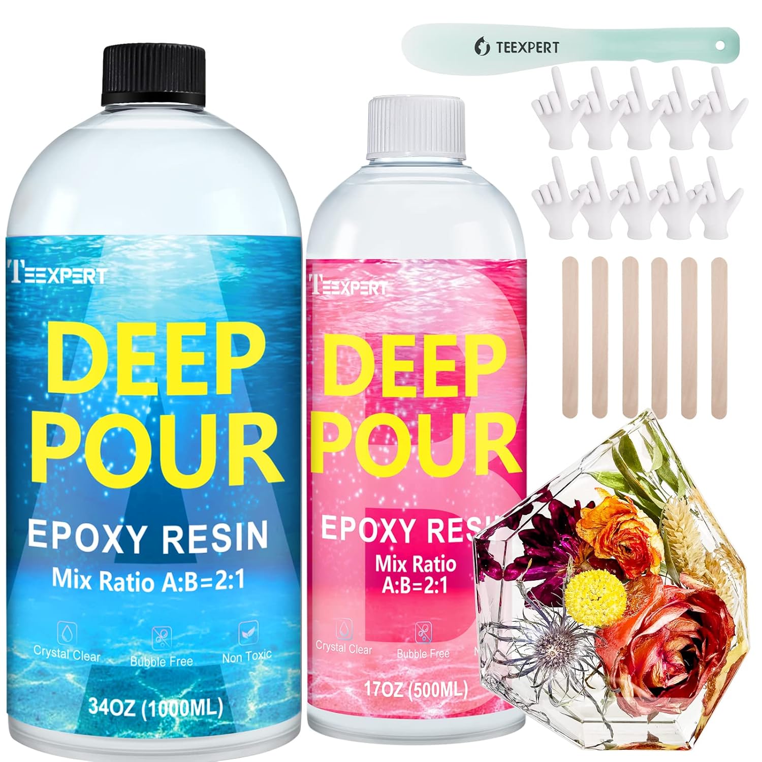 Teexpert Deep Pour Epoxy Resin Kit for Crystal Clear Projects