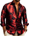 Men's Silk Paisley Floral Button Down Dress Shirt - Vintage Western