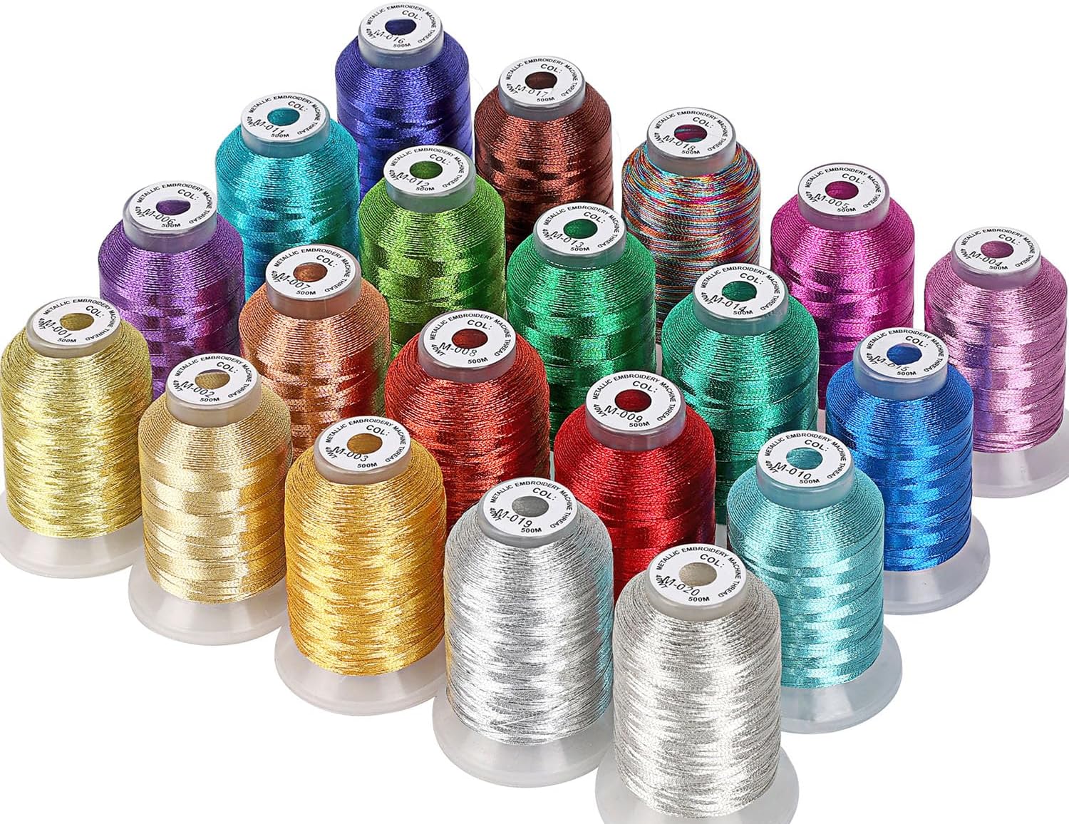 20 Metallic Colors Thread Kit for Embroidery