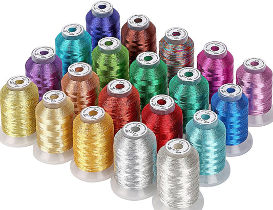 20 Metallic Colors Thread Kit for Embroidery