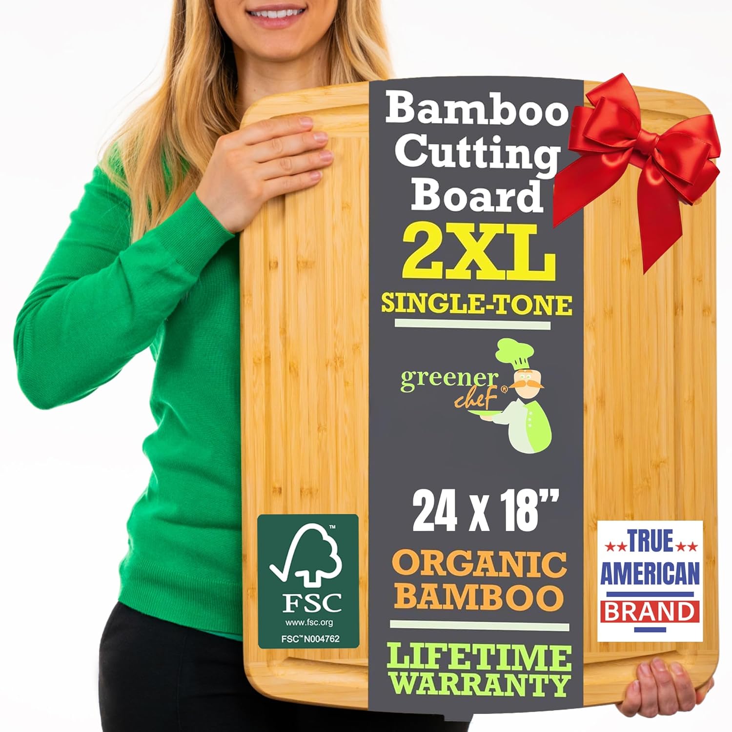 Extra Large Bamboo Cutting Board for Kitchen Meal Prep