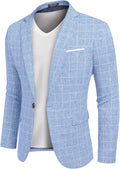 Plaid Blazer Slim Fit One Button Sport Coat - Lightweight Style