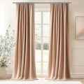Topfinel Extra Long Blush Beige Velvet Blackout Curtains 108 in - Luxe