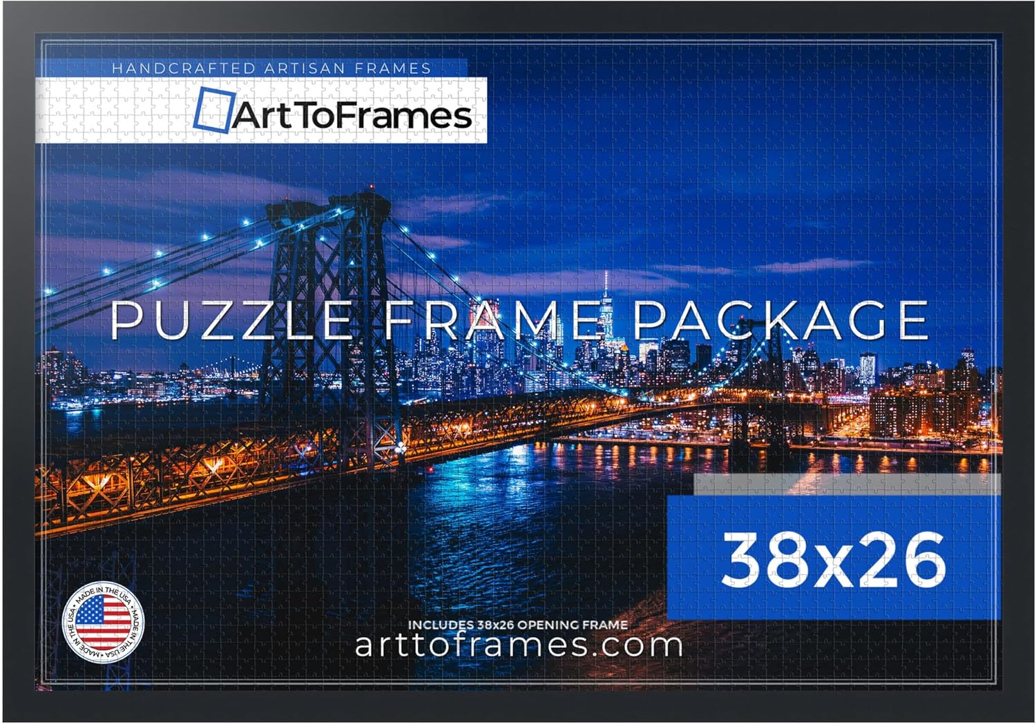 ArtToFrames 38x26 INCH Black Frame for 2000 Piece Puzzles