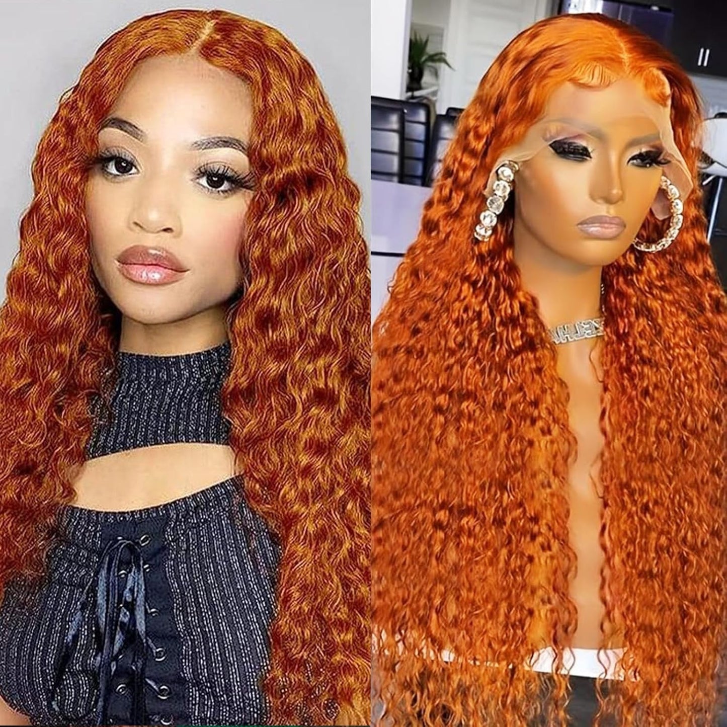 Ginger Wig Human Hair 13x6 Deep Wave Lace Front Wigs 18 Inch