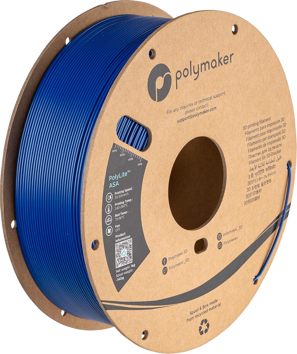 Polymaker ASA Filament 1.75mm Blue for Outdoor 3D Printing