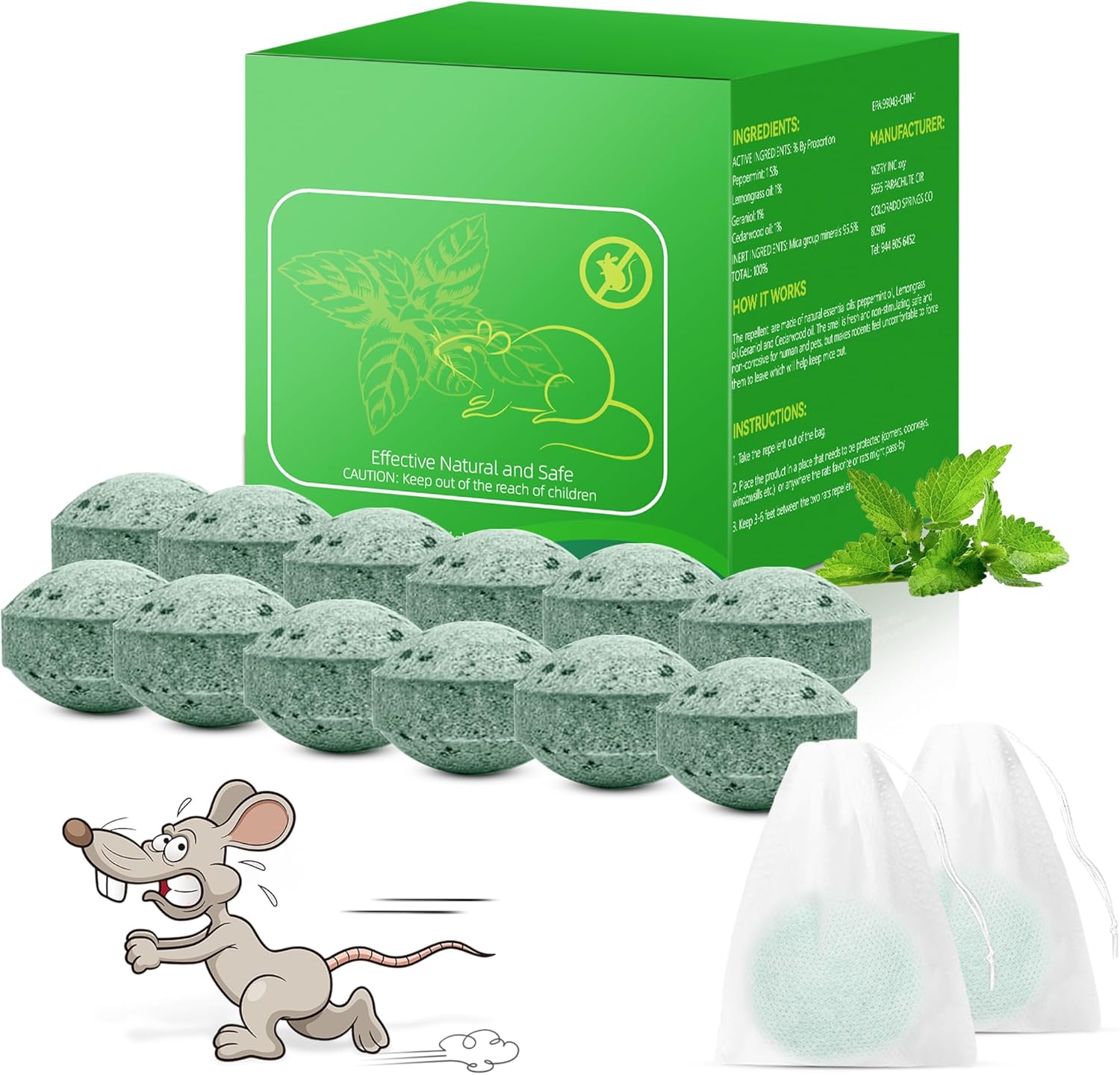 12 Pack Natural Rodent Repellent - Keep Rodents Out!