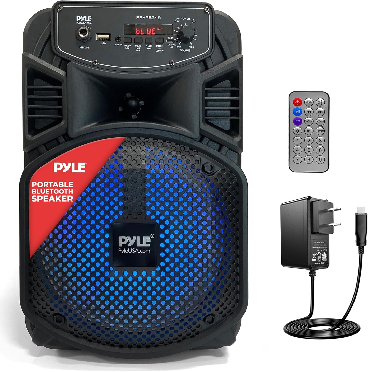 Pyle 8 Bluetooth Portable PA Speaker - 300W Karaoke Machine