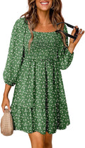 Dokotoo Fall Dresses for Women 2025 Boho Floral Square Neck Smocked