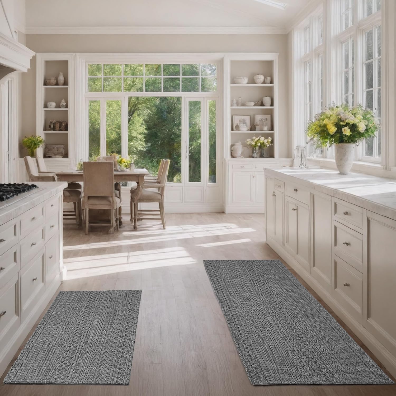 Kitchen Rugs with Anti-Skid Backing for Everyday Use - Grey