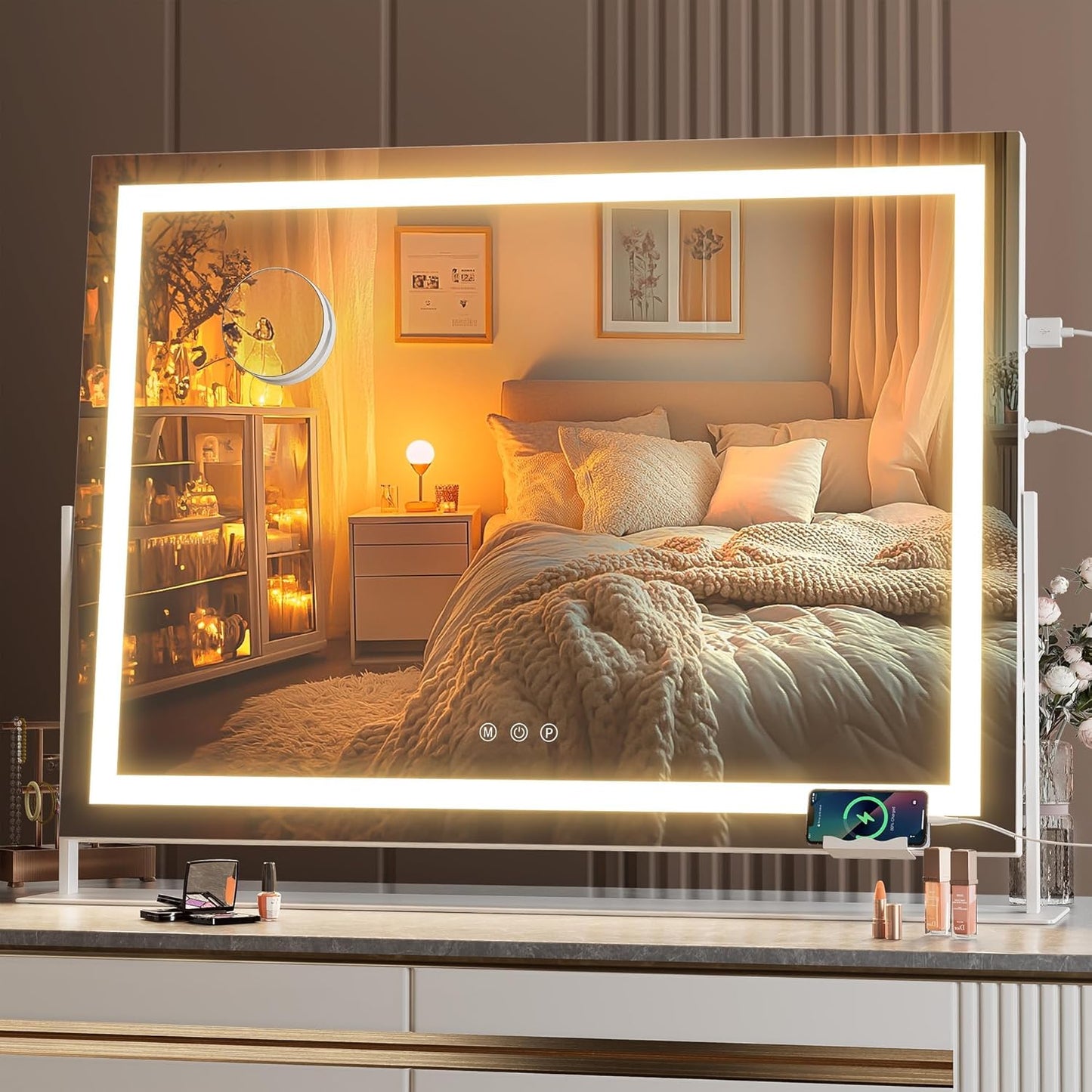 Hasipu Vanity Mirror with Lights: 28in x 20in LED Makeup Mirror