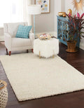 Uber Cozy Solid Shag 4 ft x 6 ft Pure Ivory Rug - Soft, Durable