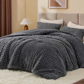 Fluffy Queen Comforter Set - Soft Grey Fleece Comforter for Queen Bed