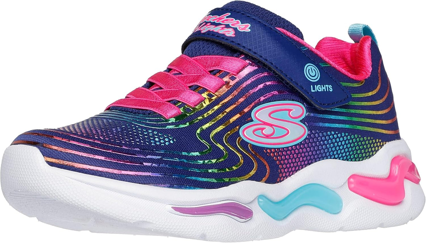 Skechers Wavy Beams Kids Shoes with Colorful Light-Up Midsole