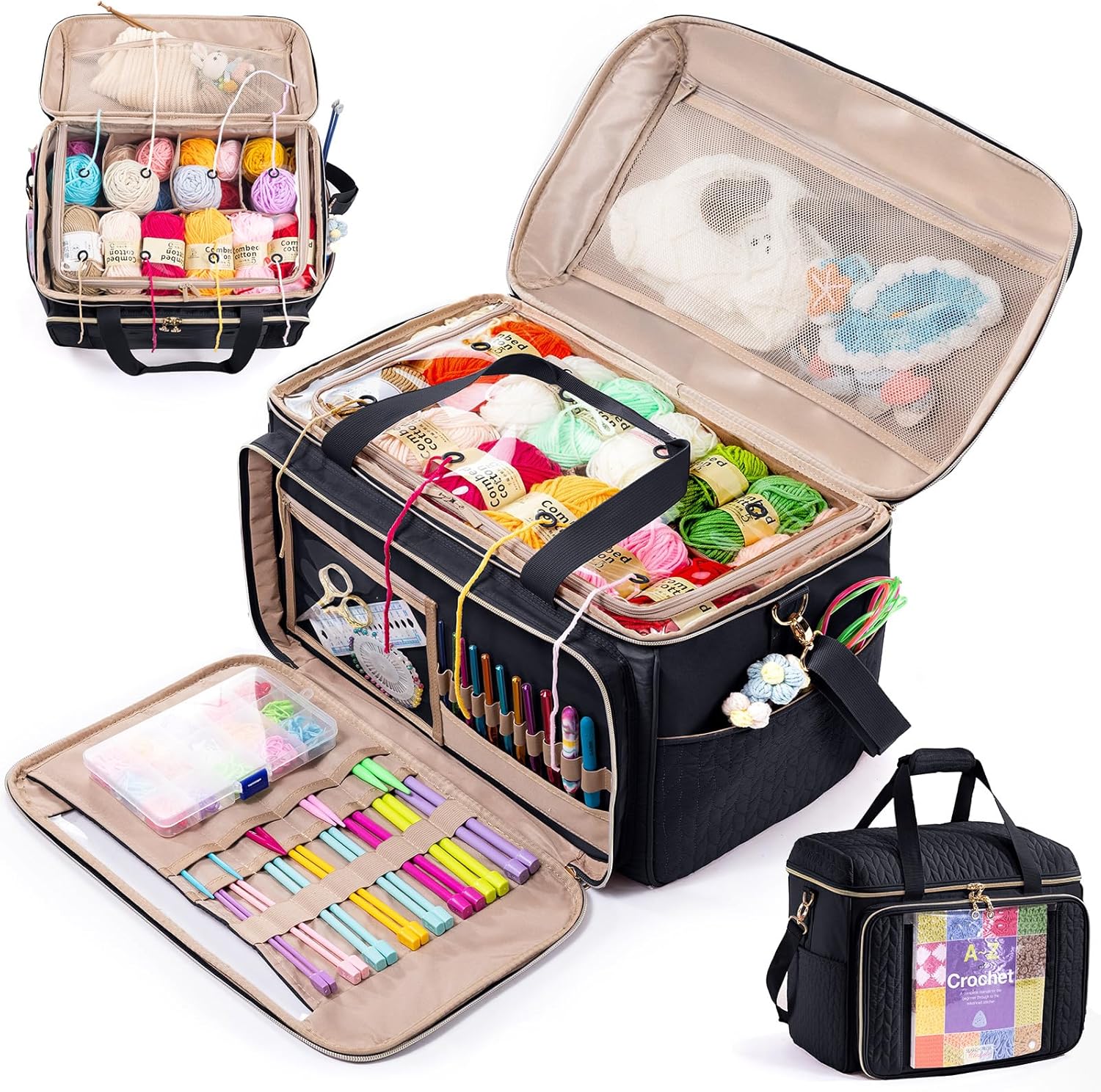 Large Yarn Storage Bag for Crocheting and Knitting Projects
