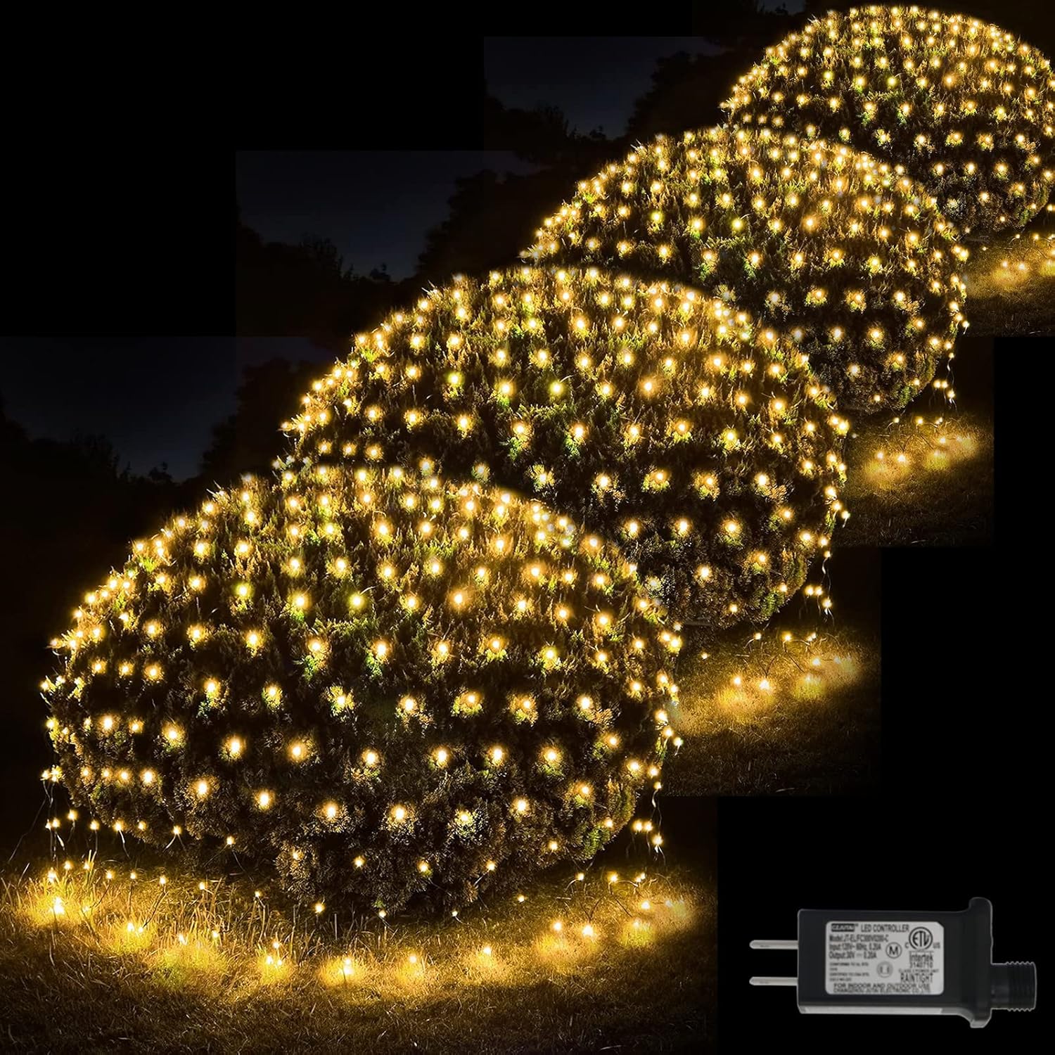 Warm White Net Lights for Outdoor Holiday Decor and Parties