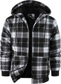 Mens Plaid Hoodies Winter Zip Up Sherpa Fleece Lined Jacket - Warm