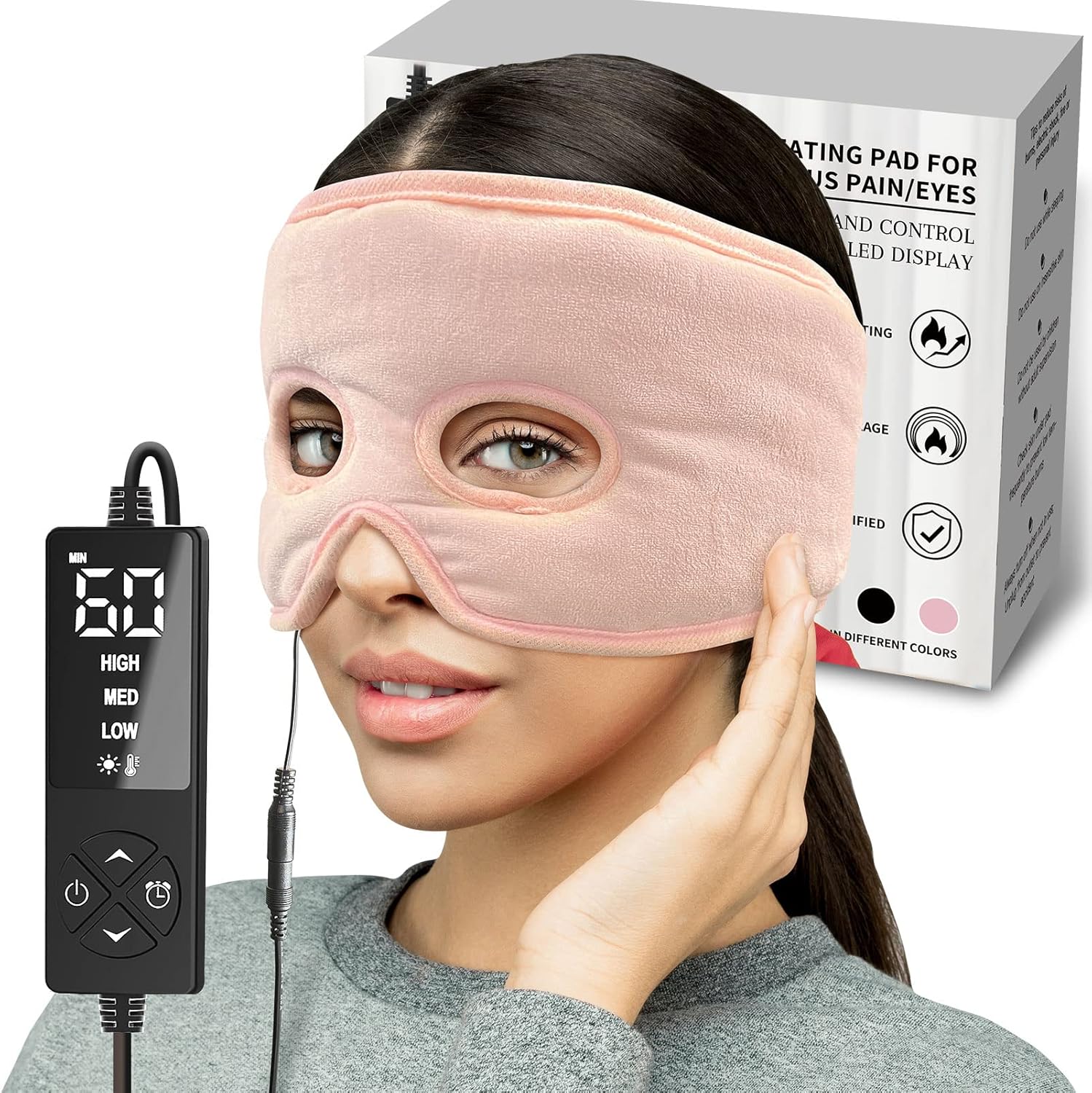 Moist Heat Sinus Pressure Relief Mask for Headache and Pain