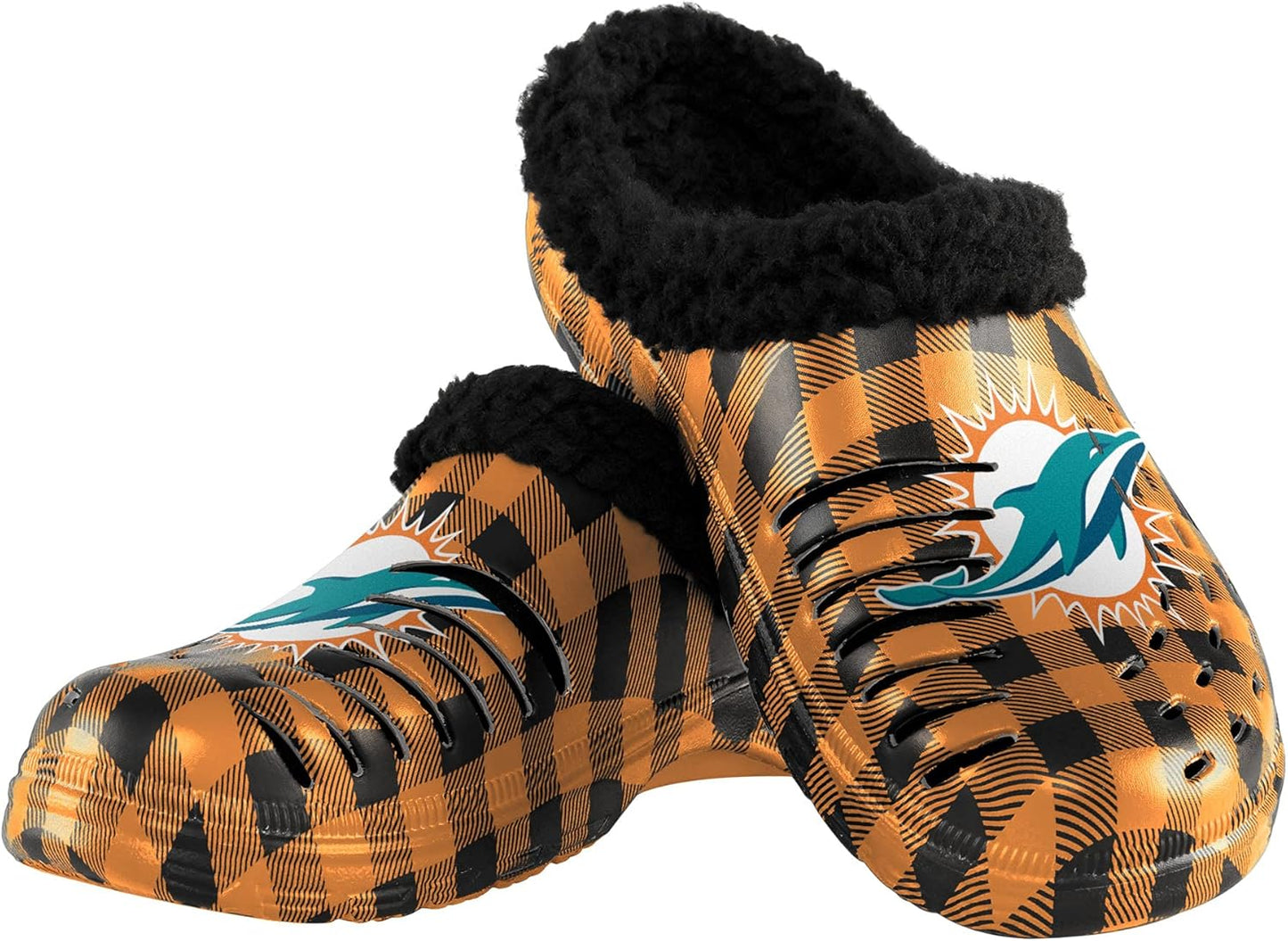 FOCO Men's NFL Team Logo Sherpa Lined Buffalo Check Shoes