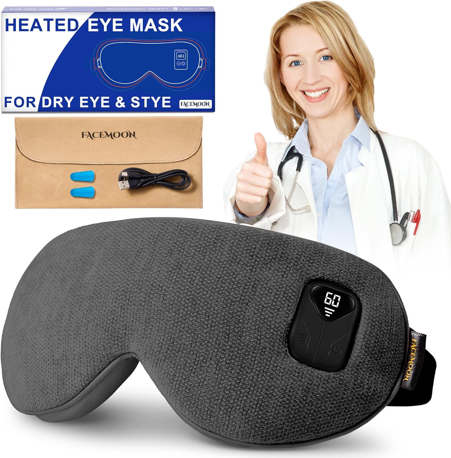 Heated Eye Mask for Dry Eyes Relief - Cordless Warm Compress