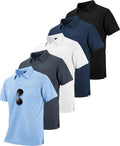 ZITY 5 Pack Polo Shirts for Men with Pocket - Lightweight, Multi-Color
