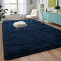 Fluffy Navy Blue Rugs for Bedroom Living Room - Soft 5x8 ft Shaggy